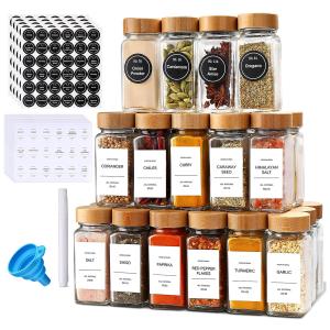 36Pcs Spice Jar Containers Set with Spice Labels, Shaker Lids & Pen